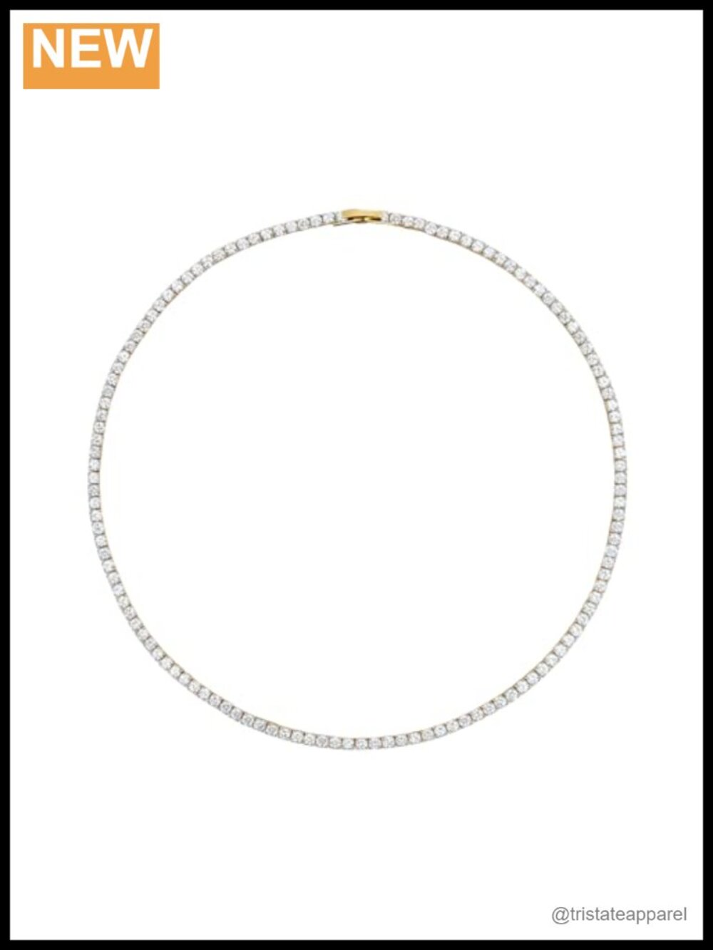 Tennis Necklace 18K Yellow Gold Plated 3.0mm Round Cubic Zirconia Women 19"